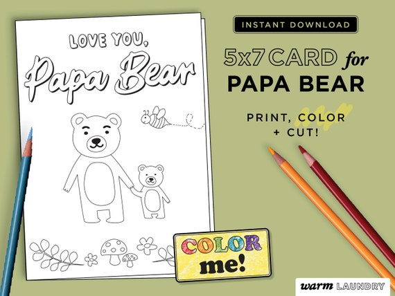 Papa Bear Printable Card From One Kid Papa Birthday Card - Etsy