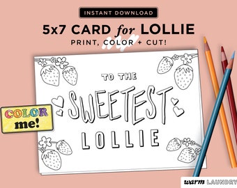 Lollie Coloring Card: Printable DIY Gift (Digital Download)