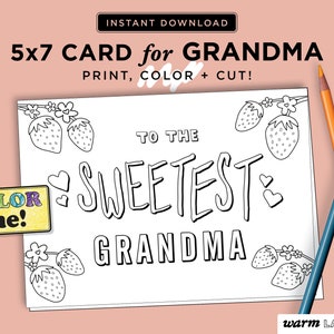 Grandma Printable Card | Grandma Mother's Day | Grandma Birthday | Grandma Card from Kids | Coloring Page DIY Last Minute | DIGITAL DOWNLOAD