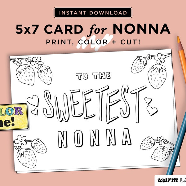 Nonna Printable Card | Nonna Mother's Day | Nonna Birthday Card | Nonna Card from Kids | Coloring Page DIY Last Minute | DIGITAL DOWNLOAD