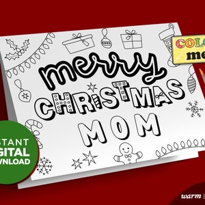 Frohe Weihnachten Mama - Printable Karte | Erinnerungsgeschenk für Mama von Big & Small Kids | Ausmalbild Last Minute DIY | DIGITALER DOWNLOAD