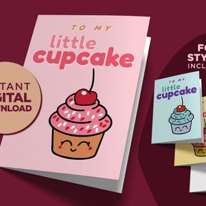Adorable tarjeta de felicitación 'To My Little Cupcake': expresión dulce y sincera para cumpleaños, celebraciones o simplemente porque sí. DESCARGA DIGITAL