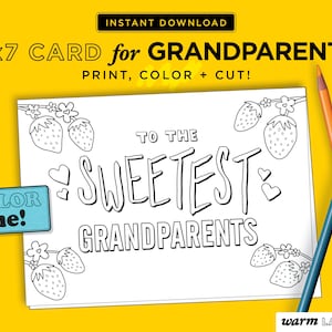 Grandparents' Day Card | Grandparents Printable | Grandparents Card from Kids | Grandparents Coloring Page | DIGITAL DOWNLOAD
