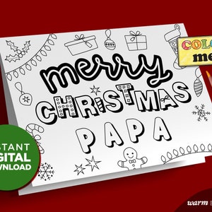 Merry Christmas Papa - Printable Card | Keepsake Gift for Papa from Big & Small Kids | Coloring Page DIY Last Minute | DIGITAL DOWNLOAD