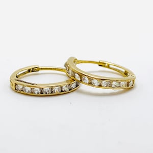 Baguette Huggies Small Diamond Hoops Solid 18k Gold Diamond Hoop Earrings Unique Diamond Earrings Yellow Gold Hoops Ring