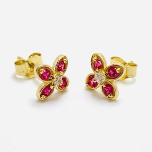 フラワー軟骨イヤリング 14K ソリッドゴールドイヤリング 小さなスタッドイヤリング 20g 上品なコンクイヤリング インディアンピアスジュエリー
