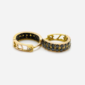 14k Solid Gold Huggie Hoop Earring Bold Cartlige Diamond Earrings Dainty Indian Earring Petite Thick Diamond Huggies Gift for mom