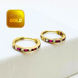 18K Solid Gold Hinged Clicker Hoop Huggie 9/12 mm Hoop Cartilage Earring Conch Hoop Helix Hoop Nose Hoop Piercing Jewelry