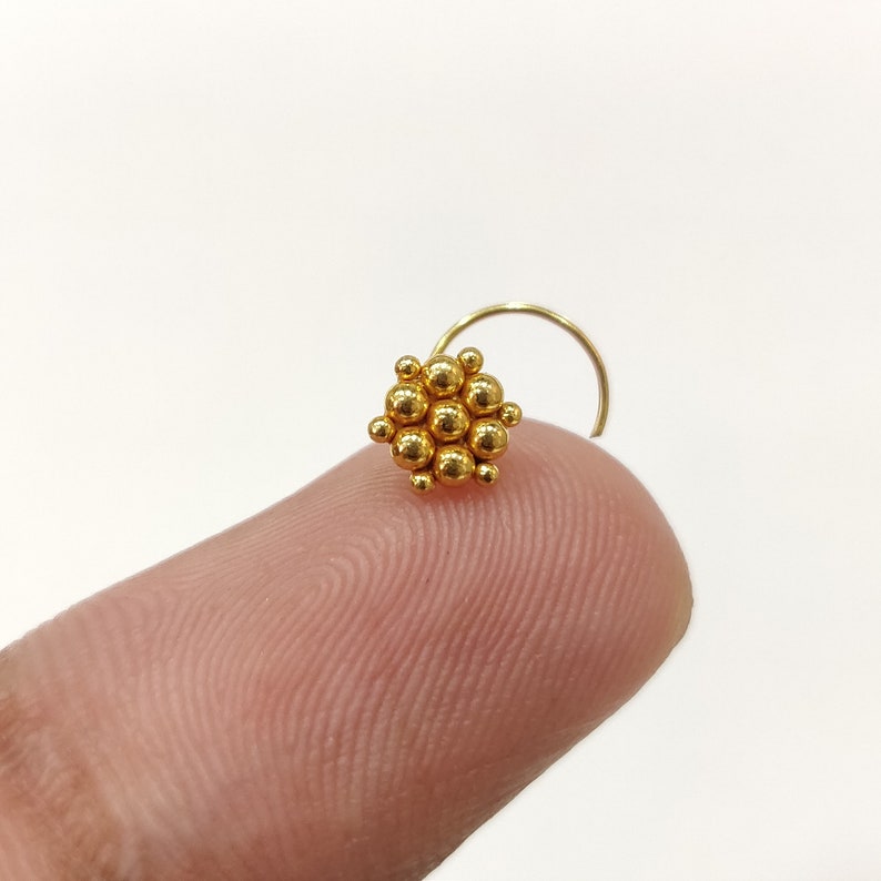 Vintage Nose Stud 18k Solid Gold Nose Stud Ring 20g Nose Piercing Indian Nose Stud Flower Nose