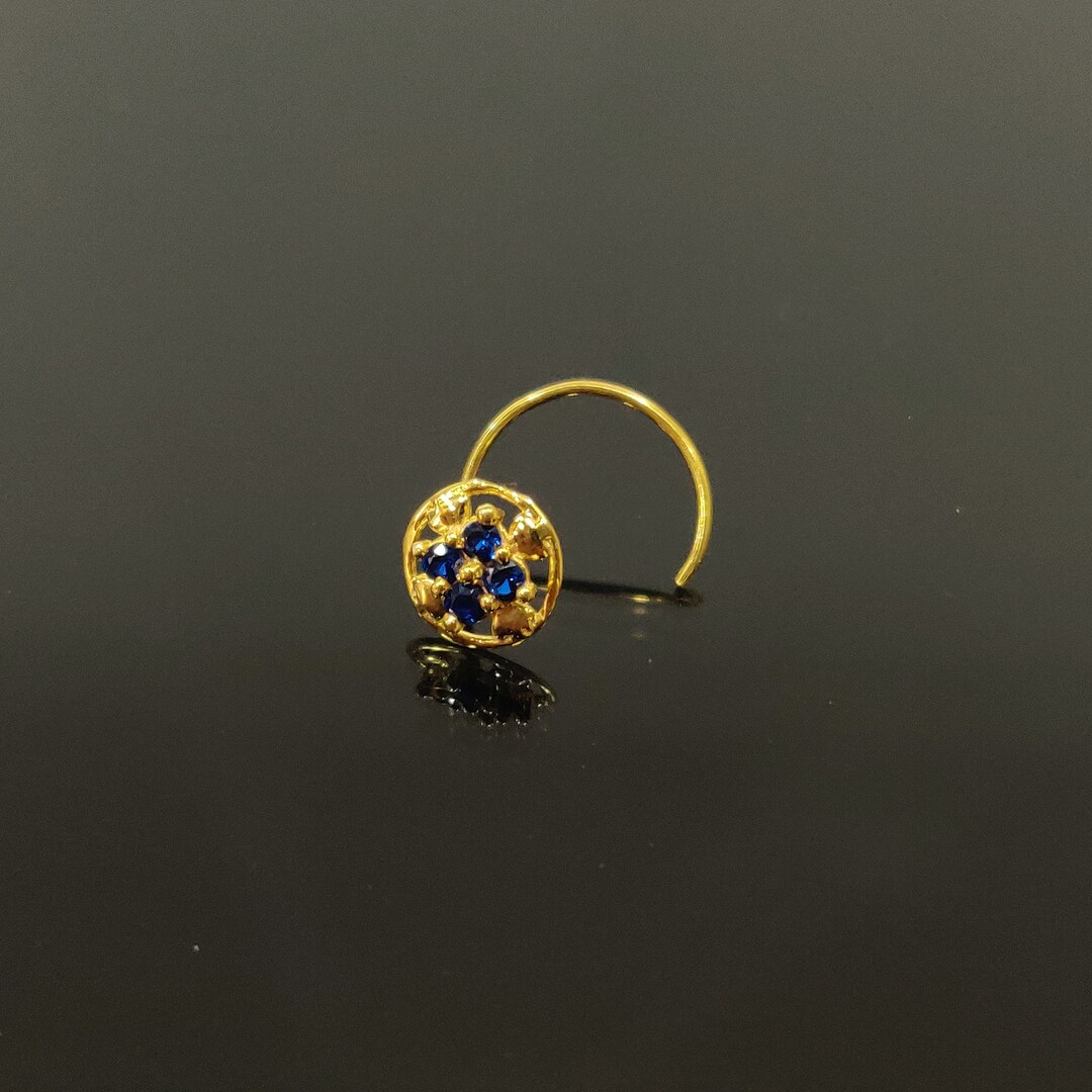 Unique Nose Piercing 18k Gold Nose Stud Screw Flower Nose Ring Indian Nose Stud Gold Nose Pin