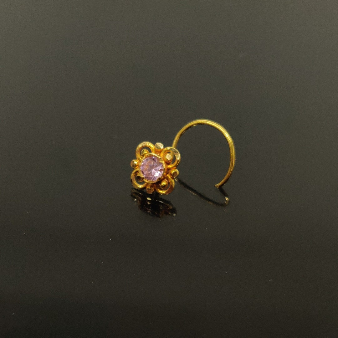 Tiny Tragus Stud 18k Gold Nose Stud Cz Nose Pin Nose Screw Dainty Nose Stud Gold Nose Ring Nose