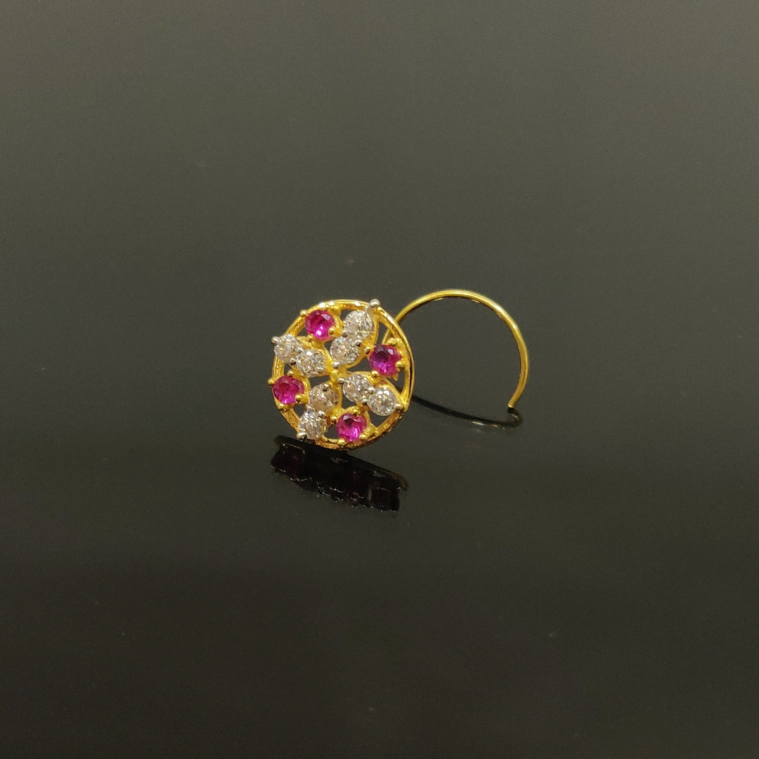 Dainty Nose Stud 18k Gold Nose Stud Ring Diamond Nose Stud Mandala Nose Ring Gemstone Nose Stud