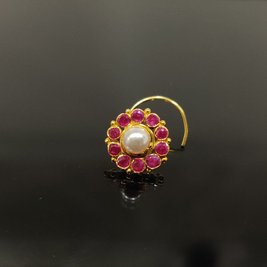 Surgical Gold Nose Stud Screw Nose Ring Nose Screw Nose Pin Flower Nose Stud Nostril Piercing