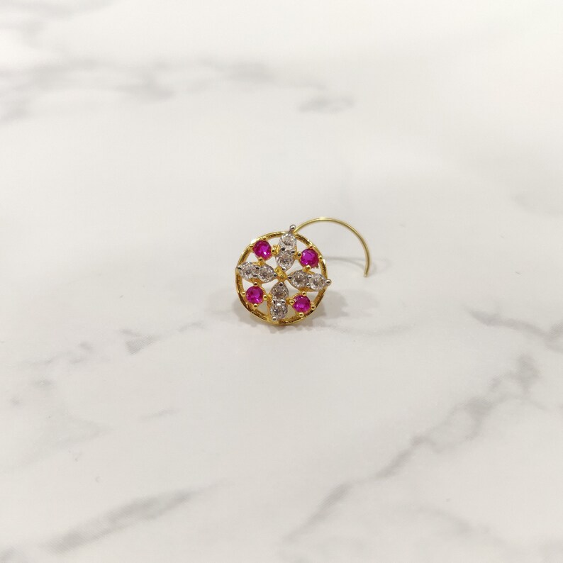 Dainty Nose Stud 18k Gold Nose Stud Ring Diamond Nose Stud Mandala Nose Ring Gemstone Nose Stud