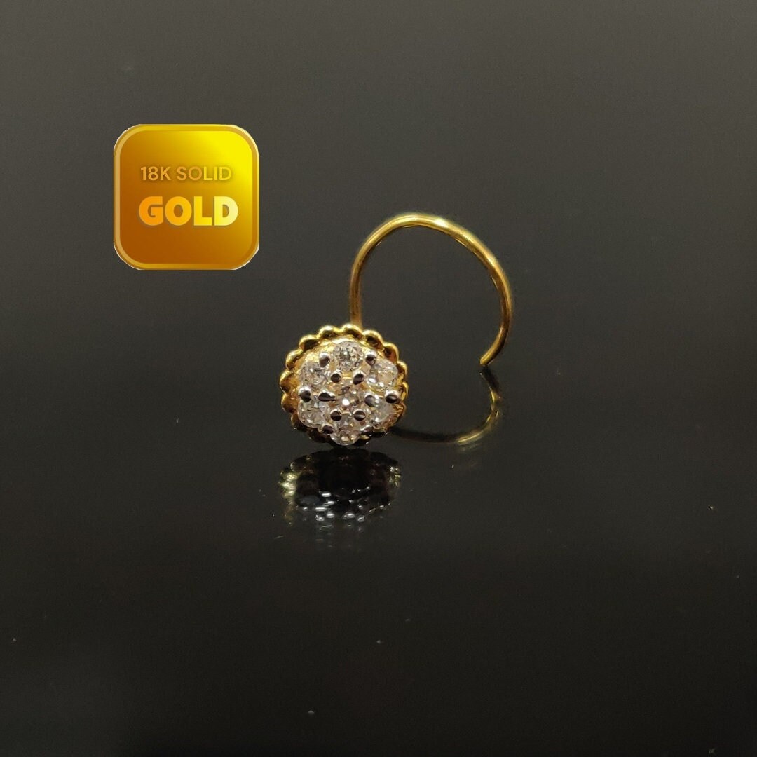 Indian Nose Pin 18k Gold Nose Stud Tiny Nose Piercing Small Nose Ring Diamond Nose Stud Gold
