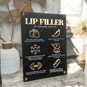 3D Lip Filler Aftercare Acrylic Salon Sign: Aesthetics Clinic Decor