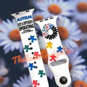 Autism Awareness Watch Band: Puzzle Design, Silicone Strap image 2