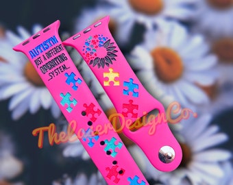 Autism Awareness Watch Band: Puzzle Design, Silicone Strap