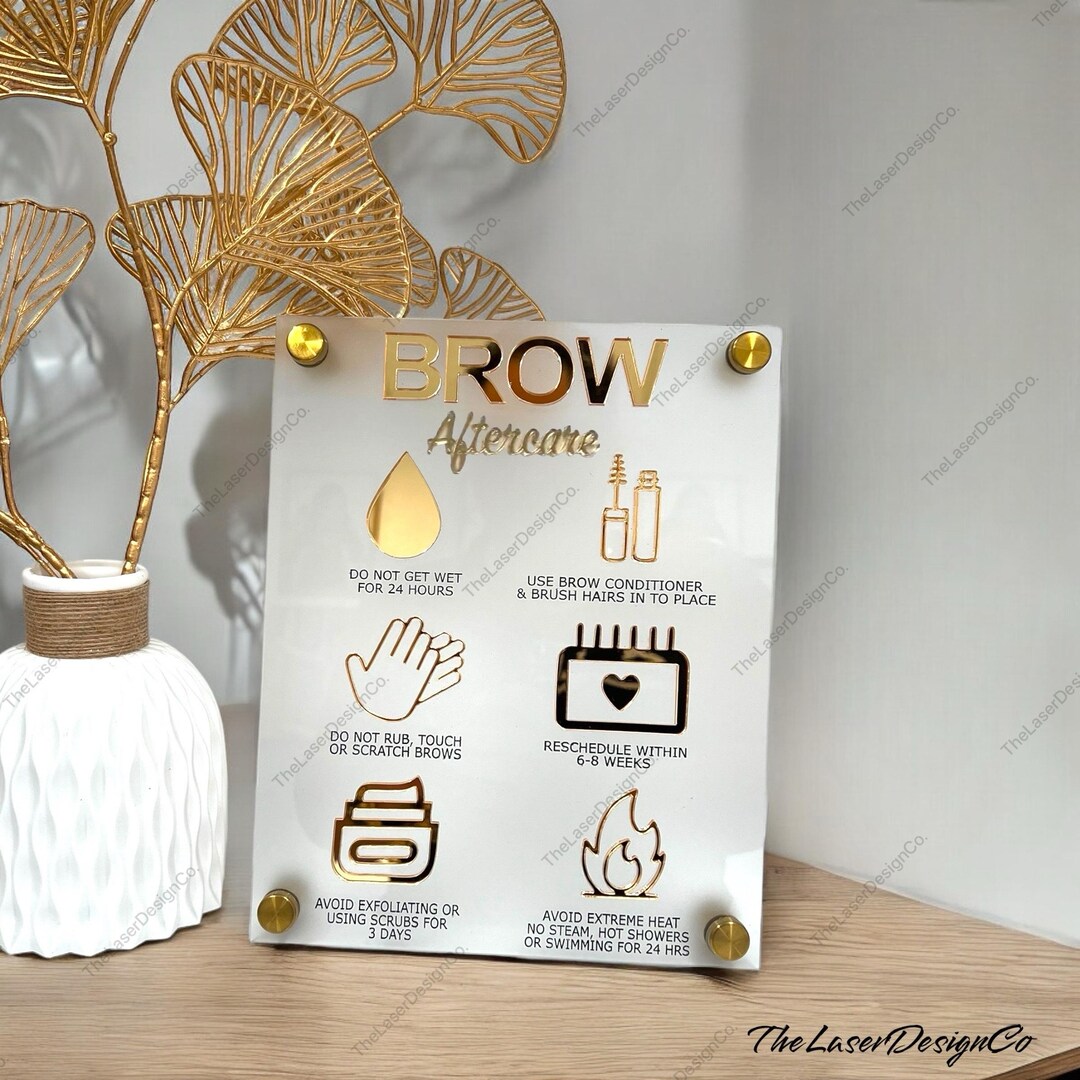 3D Acrylic Brow Aftercare Sign: Salon & Clinic Wall Decor (15.5” X 10.9 ...