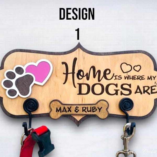 Soporte personalizado para correa de perro: Percha de madera en capas para mascotas