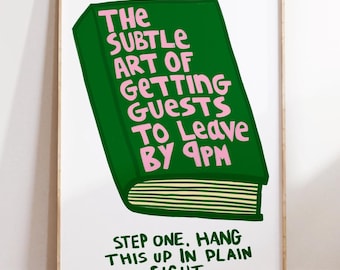 Leave by 9pm digital download art, book print, living room wall art, green home print, digital download, home decor print poster art