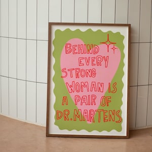 Strong woman print, pink print, feminism print, empowerment print, cartoon print, bedroom print, gift for her, gift for women, pink home art