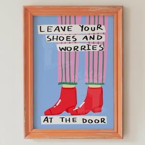 Leave Your Worries Print, Colorful Porch Illustration (Digital Download)