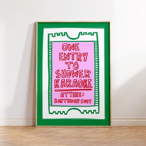 Duschen Karaoke Print, Badezimmer Poster, buntes Wohndekor, Badezimmer Dekor, Badezimmer Wandkunst, A3 A4 A5 Druck