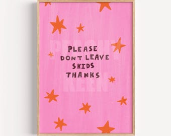 Please Don't Leaves Grappige badkamerkunstprint, toilethumor, woondecoratie