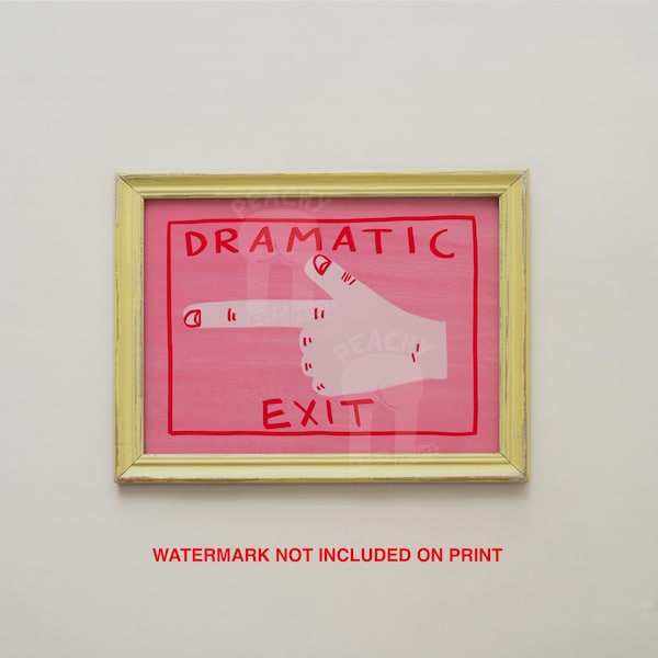 Dramatic Exit Art Print, Humorous Colourful Gallery Wall Art Decor