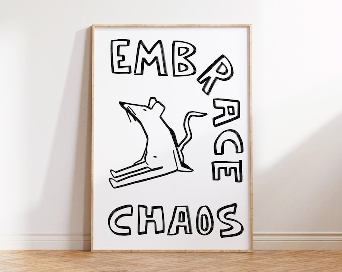 Embrace Chaos Rat Art Print, Retro Home Decor