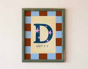 Personalized Letter Print, Colorful Nursery Decor, Custom Name Art