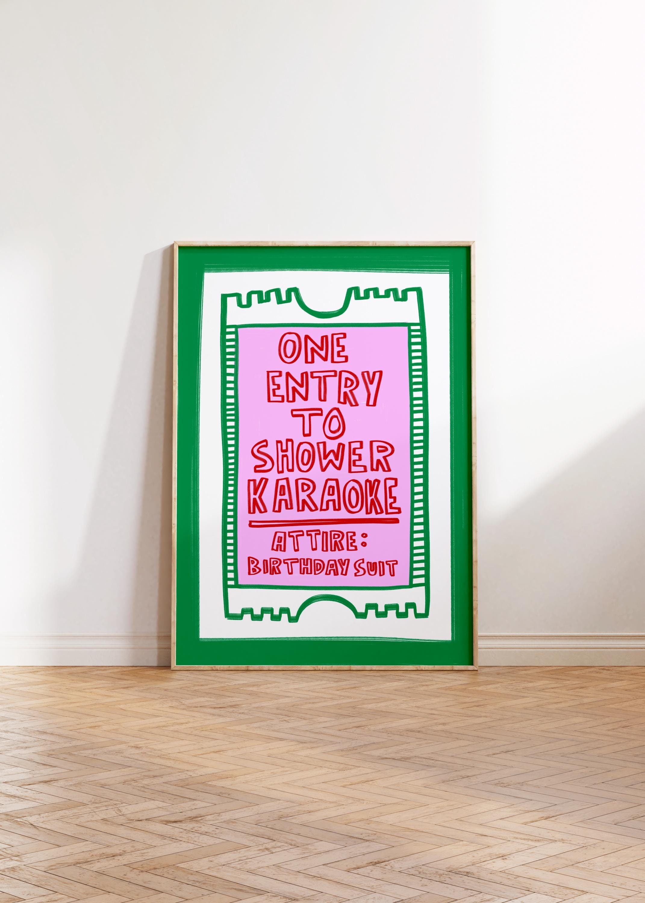 Shower Karaoke Ticket Digital Download Art, Bathroom Print, Bathroom ...