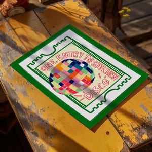 Impressão de ingresso de discoteca para cozinha, decoração retrô para casa imagem 3