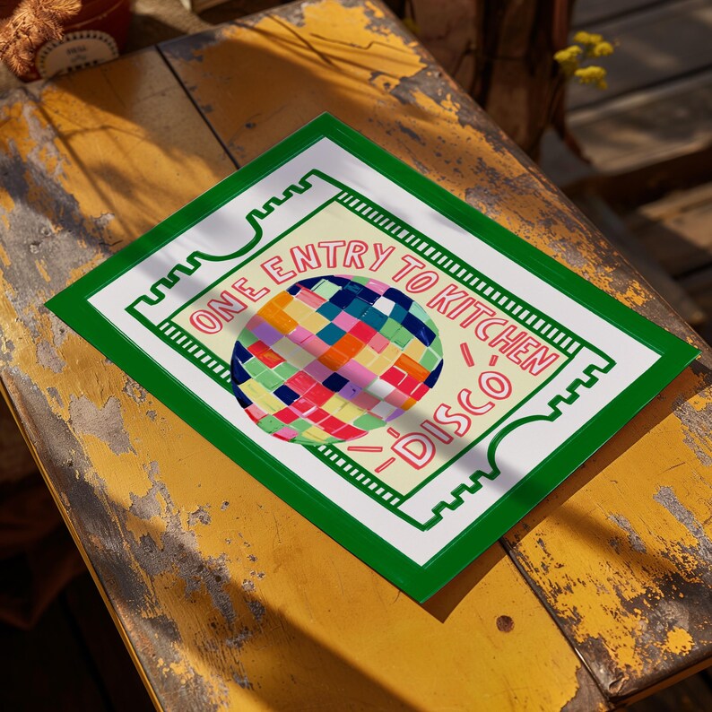 Impressão de ingresso de discoteca para cozinha, decoração retrô para casa imagem 3