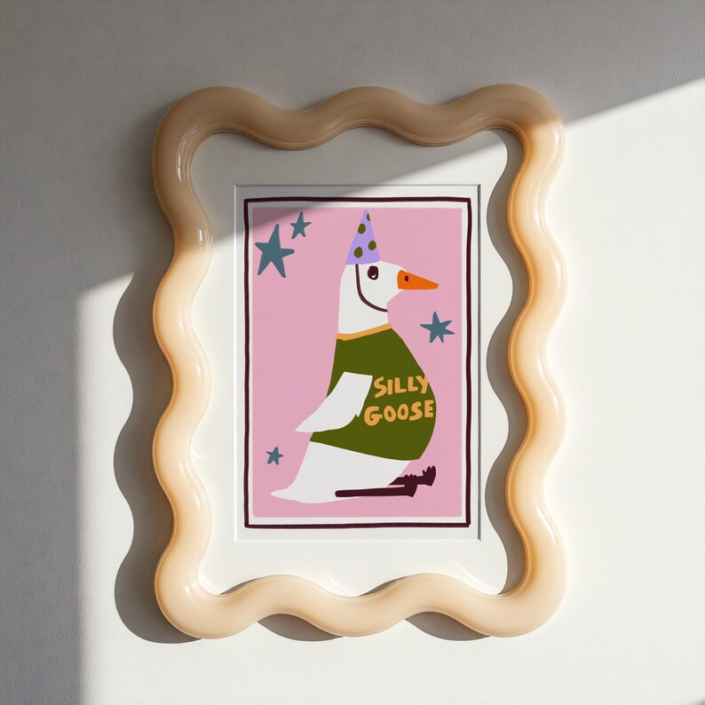 Silly Goose Nursery Print, Quirky Kids Room Wall Art image 2