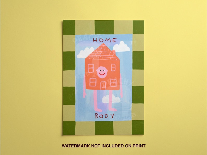Home Body House Art Print, Cottagecore Illustration, Fun Family Art Decor Illustration image 2