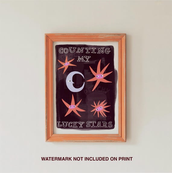 Counting Lucky Stars Print, Moon and Stars, Family Wall Art (Digital Download)