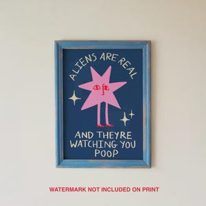 Aliens beobachten Sie Poop Badezimmer Kunstdruck