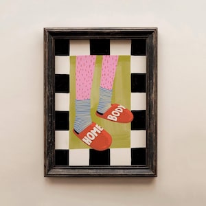 Home print, home body print, slippers print, living room illustration, bedroom print, trendy print, family print, stay home print poster