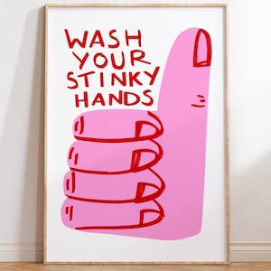 Wash your stinky hands digital download art, bathroom wall art, digital download print, wash your hands print, colourful bathroom decor
