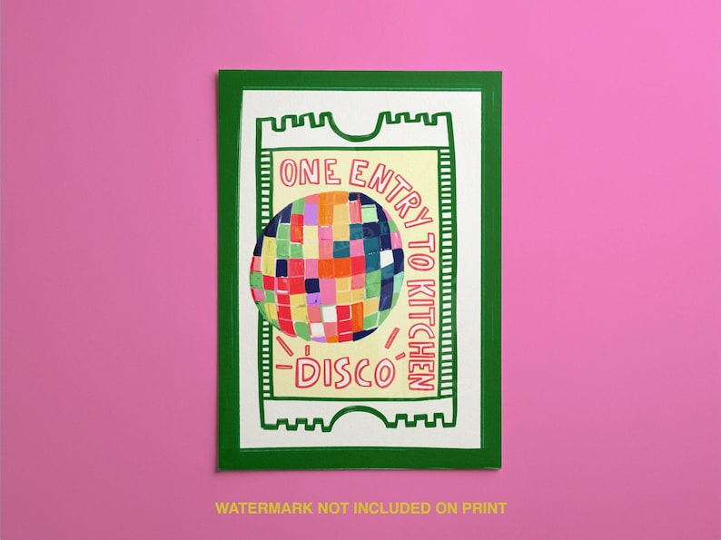 Impressão de ingresso de discoteca para cozinha, decoração retrô para casa imagem 2