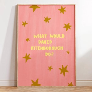 David Attenborough inspired print, home print, David Attenborough art, wall art quote print, funny print, quote print, nature print gift art