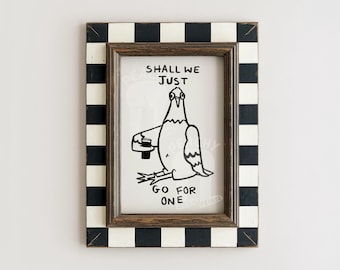 Shall We Go For A Pint Pigeon Print, Funny Bar Wall Art