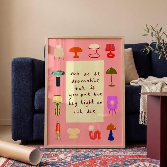Funny Lamp Lover Big Light Living Room Art Print Wall Decor