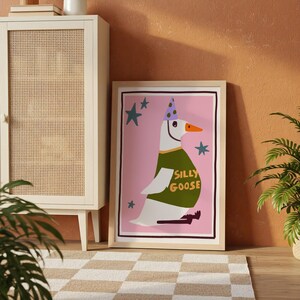 Silly Goose Nursery Print, Quirky Kids Room Wall Art image 3