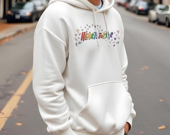 May include: White hoodie with a rainbow colored graphic that says "HEART:STOPPER" surrounded by stars.