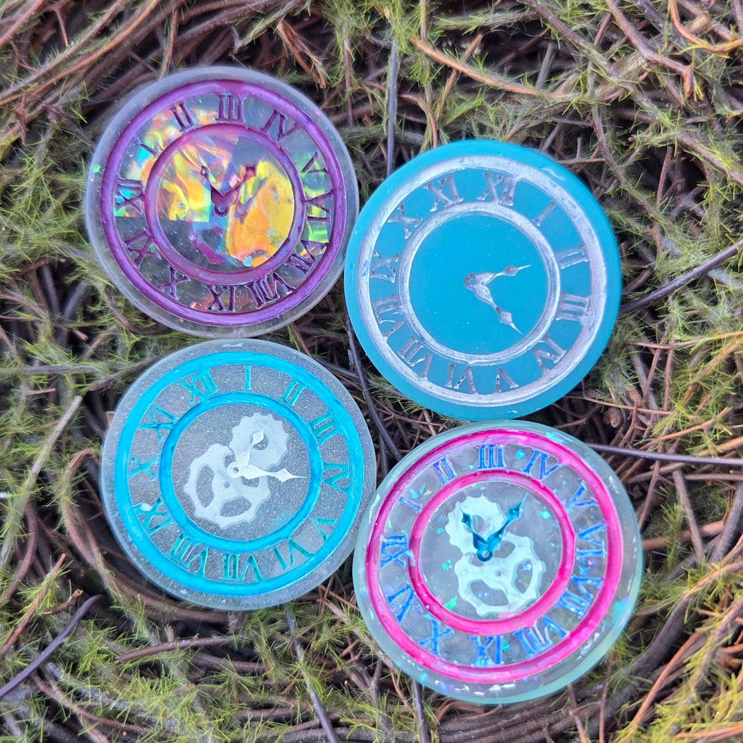 Ttrpg Clock The 'biding Time' Individual Clock Gears Steampunk Handmade Resin D2 ...