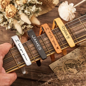Custom Guitar Capo,Personalized Guitar Capo,Wood Personalized Guitar Capo,Valentines Gift,Birthday Gift,Perfect Gift for Guitarists/Musician