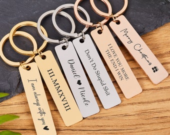 Drive Safe Keychain Custom Engraved Stainless Steel Rectangle Keychain Personalized Bar Keychain for Christmas Matel Keychain Dad Keychain